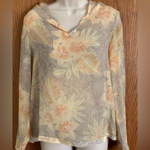 Tommy Bahama 2 Pc Set - Silk Floral Tank Top / Hooded Sheer Blouse Women's Sz SP